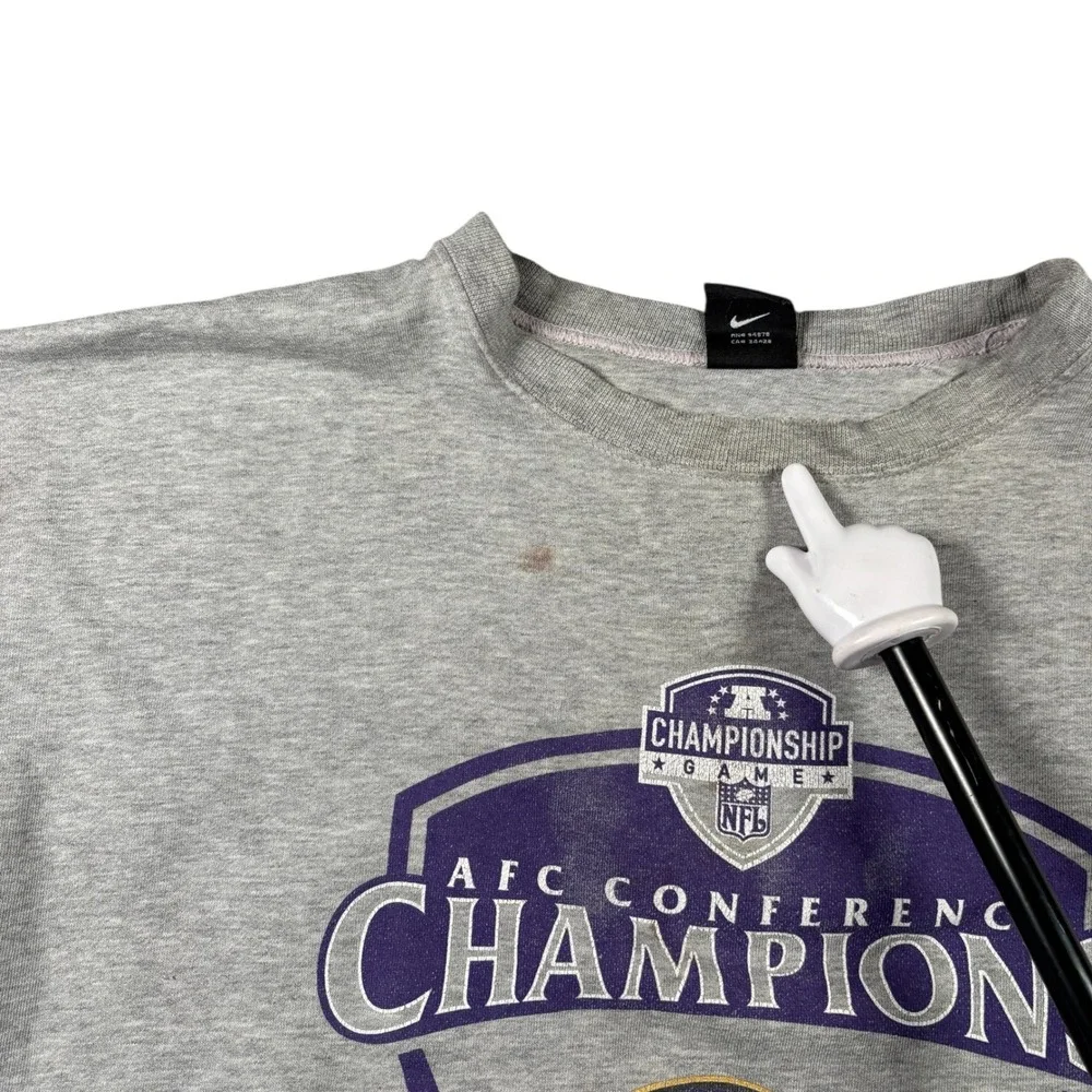 VTG Nike Baltimore Ravens AFC Champions Sweatshirt XXL Gray‎ NFL SuperBowl